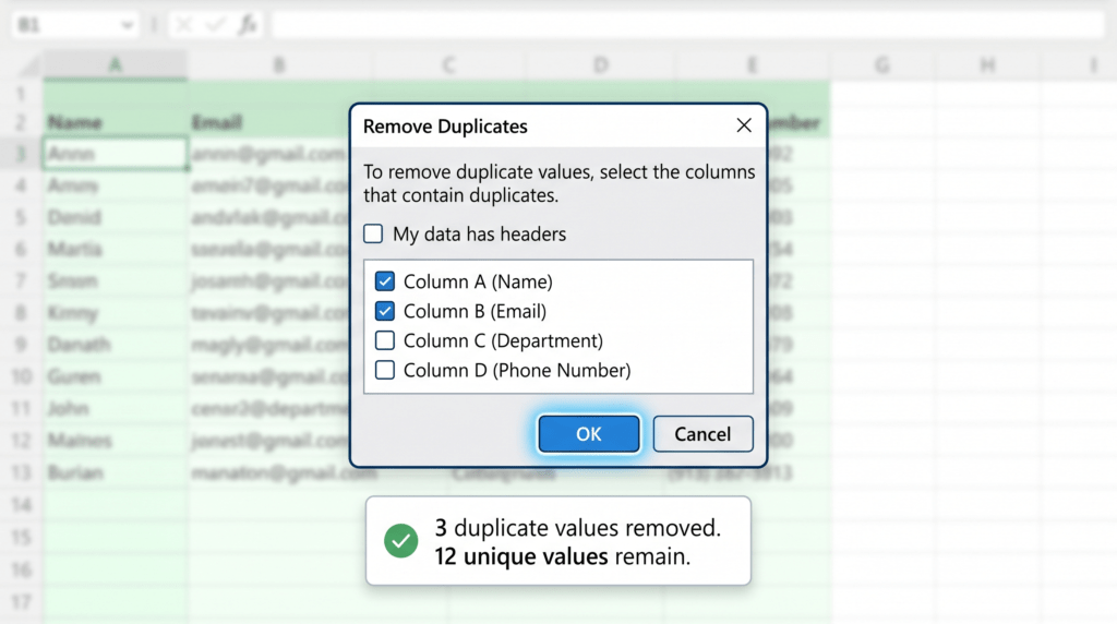 how to check for duplicates in excel