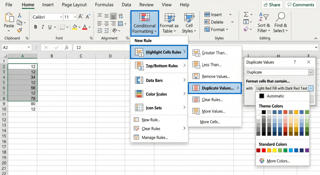 how to check for duplicates in excel